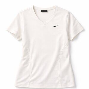 Nike Womens Dry Fit V-neck Short Sleeve Top White - S